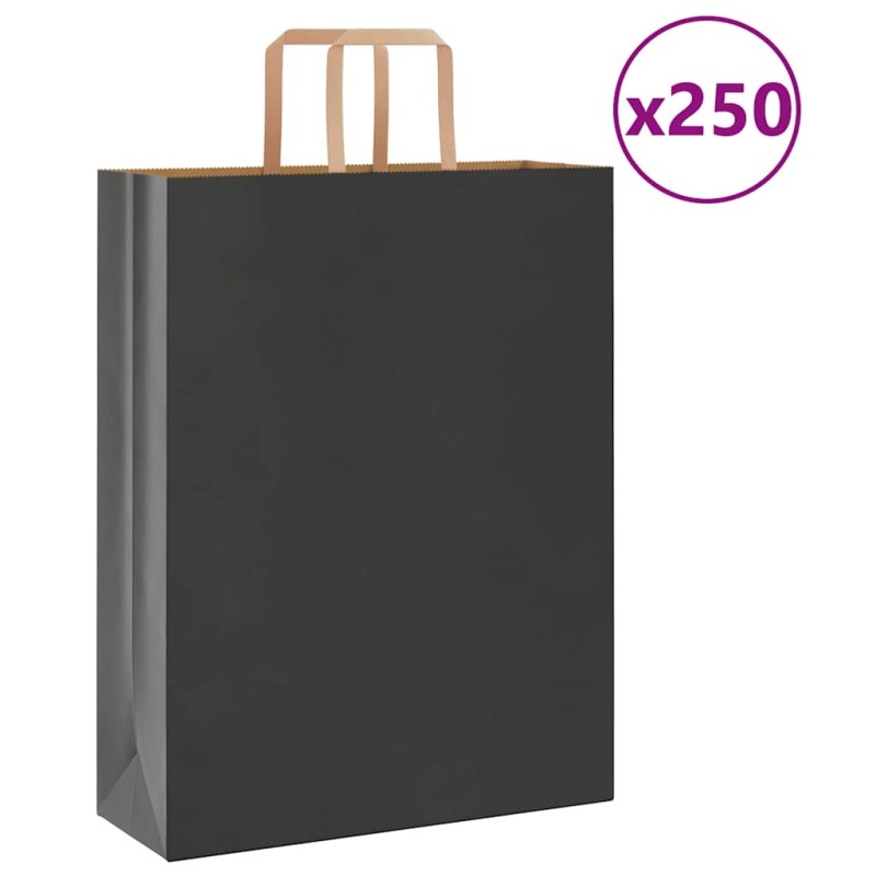 Sacs en papier 250 pcs avec poignées noir 32x12x42 cm 