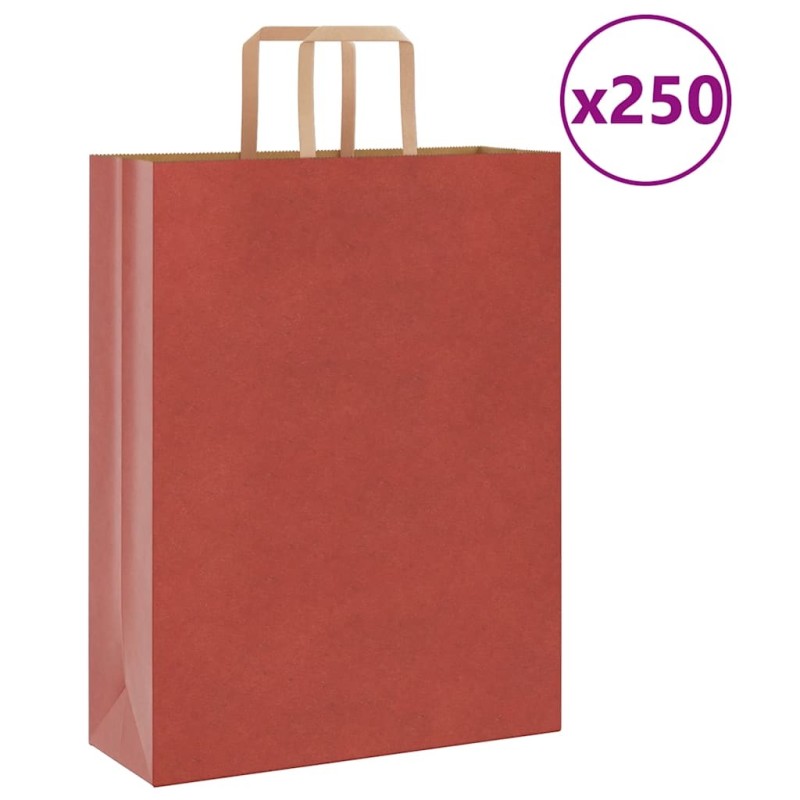 Sacs en papier 250 pcs avec poignées rouge 32x12x42 cm 