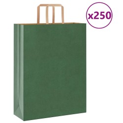 Sacs en papier 250 pcs avec poignées vert 32x12x42 cm 