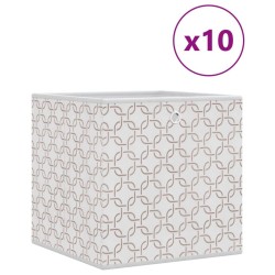 Boîtes de rangement pliables 10 pcs crème tissu intissé 