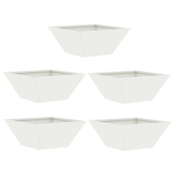 Jardinières bowl , 5 pièces blanches, 35x35x15 cm en acier. 