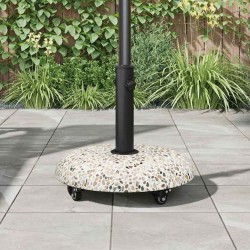 Base de parasol sur roues pour pôles de 37/42/52/58 mm en béton multicolore. 