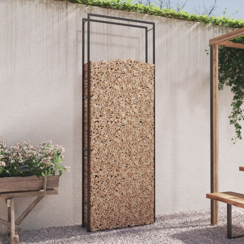 Portant de bois de chauffage Noir mat 110x28x312 cm Acier 