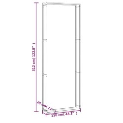 Portant de bois de chauffage Noir mat 110x28x312 cm Acier 