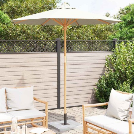 Parasol de jardin crème blanche, 217 x 230 cm en bambou. 