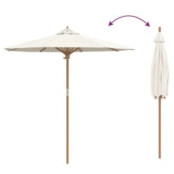 Parasol de jardin crème blanche, 217 x 230 cm en bambou. 