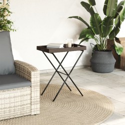 Table à plateau pliable marron 65x40x75 cm résine tressée 