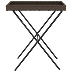 Table à plateau pliable marron 65x40x75 cm résine tressée 
