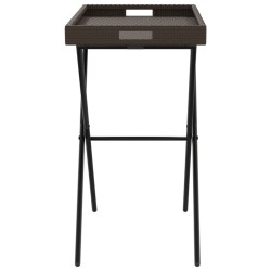 Table à plateau pliable marron 65x40x75 cm résine tressée 
