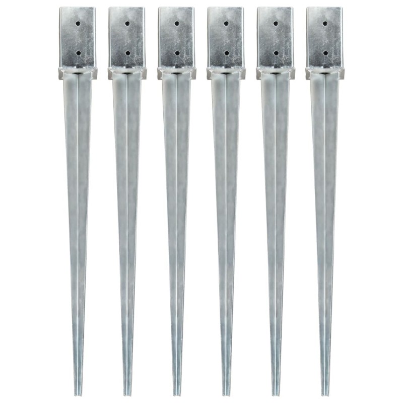 Piquets au sol 6 pcs Argenté 8x8x91 cm Acier galvanisé Piquets au sol 6 pcs Argenté 8x8x91 cm Acier galvanisé