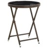 Table à thé Marron 60 cm Résine tressée et verre trempé 