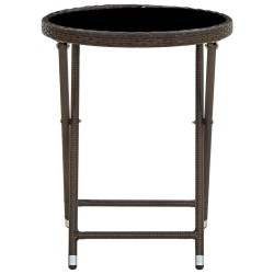 Table à thé Marron 60 cm Résine tressée et verre trempé 
