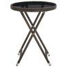 Table à thé Marron 60 cm Résine tressée et verre trempé 