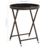 Table à thé Marron 60 cm Résine tressée et verre trempé 