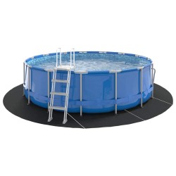 Tapis de piscine noir Ø 458 cm, en tissu non tissé, rond 