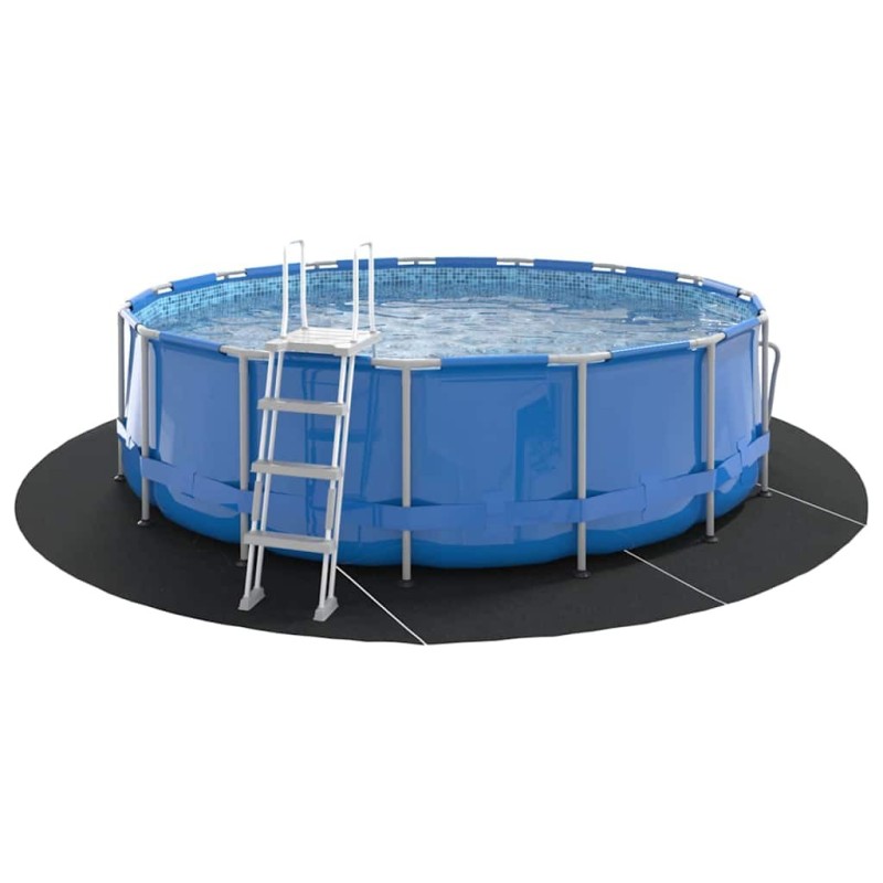 Tapis de piscine noir Ø 458 cm, en tissu non tissé, rond 