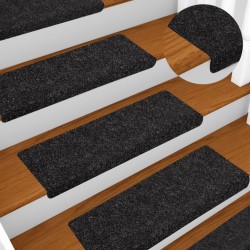 Tapis d'escalier autocollants 10 pièces 65 x 21 x 4 cm Noir Bord rectangulaire 