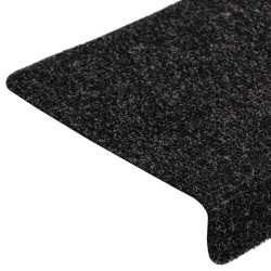 Tapis d'escalier autocollants 10 pièces 65 x 21 x 4 cm Noir Bord rectangulaire 