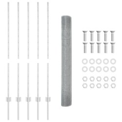 Clôture en Fil Soudé avec 10 Piques U Argent 1.2x10 m Acier 