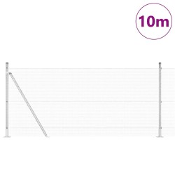 Clôture en fil soudé avec 7 poteaux flanqués 0,8x10 m Acier galvanisé 