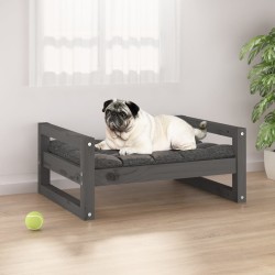 Lit pour chien Gris 65,5x50,5x28 cm Bois de pin solide 