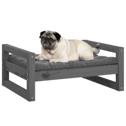 Lit pour chien Gris 65,5x50,5x28 cm Bois de pin solide 