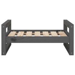 Lit pour chien Gris 65,5x50,5x28 cm Bois de pin solide 