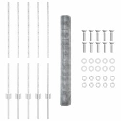 Kit de Clôture en Fil de Fer Ensemble de 2 Acier Galvanisé Durable 