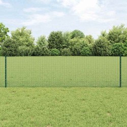 Clôture soudée avec 11 poteaux U verts 0,6x25 m en acier 