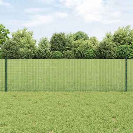 Clôture soudée avec 11 poteaux U verts 0,6x25 m en acier 