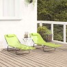 Chaises longues pliantes 2 pcs avec appui-tête en Textilène verte 