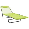 Chaises longues pliantes 2 pcs avec appui-tête en Textilène verte 