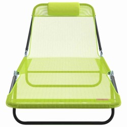 Chaises longues pliantes 2 pcs avec appui-tête en Textilène verte 