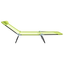 Chaises longues pliantes 2 pcs avec appui-tête en Textilène verte 