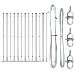 Ensemble de Pieux de Clôture avec Plaques de Base 13 pcs Argent 