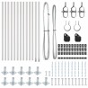 Ensemble de Pieux de Clôture avec Plaques de Base 13 pcs Argent 