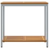 Table d'extérieur grise et naturelle, 35 x 80 x 75 cm, en bois massif et acier. 