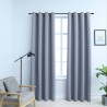 Rideaux occultants avec anneaux en métal 2 pcs Gris 140x245 cm 