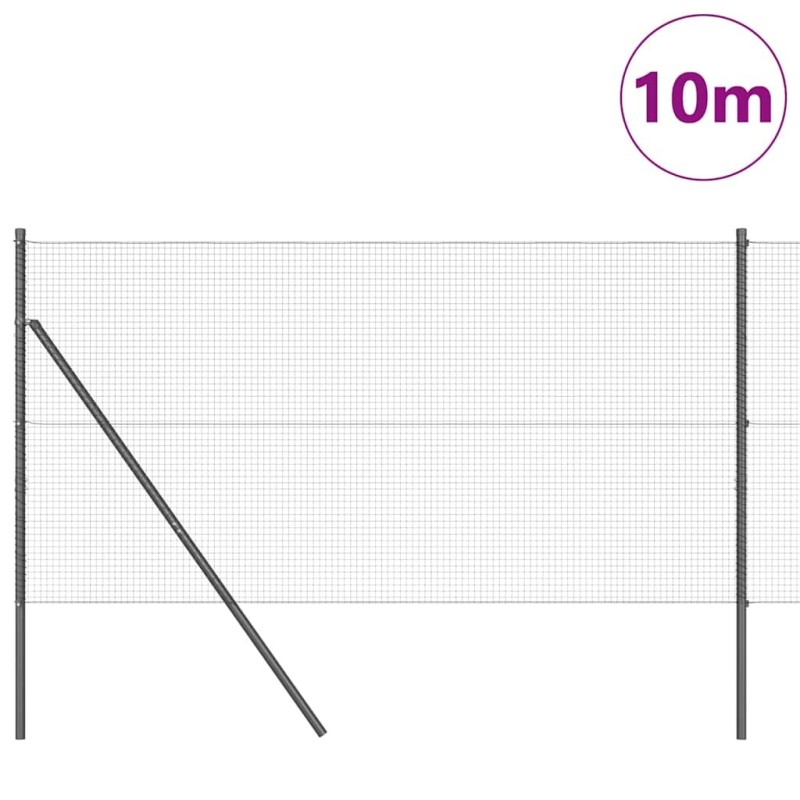 Ensemble de poteaux de clôture gris Pack de 2 Gris Métal 10 x 1 m 