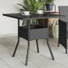 Table de jardin dessus en verre noir 80x80x75 cm résine tressée 