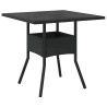 Table de jardin dessus en verre noir 80x80x75 cm résine tressée 