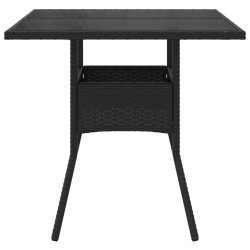 Table de jardin dessus en verre noir 80x80x75 cm résine tressée 