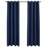 Rideaux occultants avec anneaux en métal 2 pcs Bleu 140x245 cm 