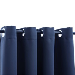 Rideaux occultants avec anneaux en métal 2 pcs Bleu 140x245 cm 