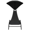 Chaise longue avec auvent noir 167x80x195 cm tissu et acier 