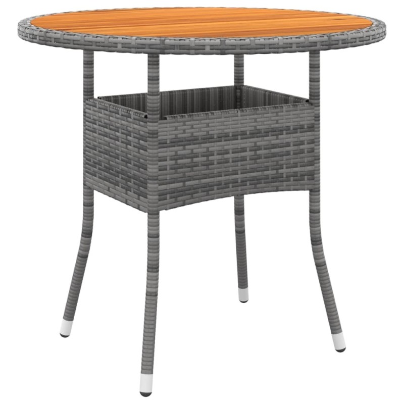 Table de jardin Ø80x75 cm Résine tressée et bois d'acacia Gris Table de jardin Ø80x75 cm Résine tressée et bois d'acacia Gris