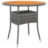 Table de jardin Ø80x75 cm Résine tressée et bois d'acacia Gris 