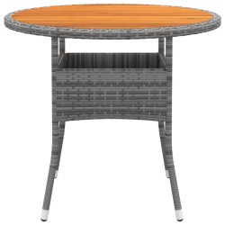 Table de jardin Ø80x75 cm Résine tressée et bois d'acacia Gris 