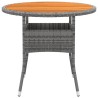 Table de jardin Ø80x75 cm Résine tressée et bois d'acacia Gris 