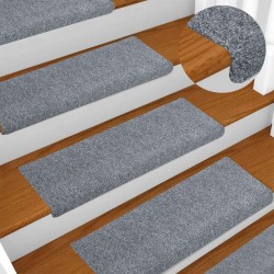 Tapis d'escalier autocollants vidaXL, 20 pièces, 65 x 21 x 4 cm, gris clair, bord rectangulaire 
